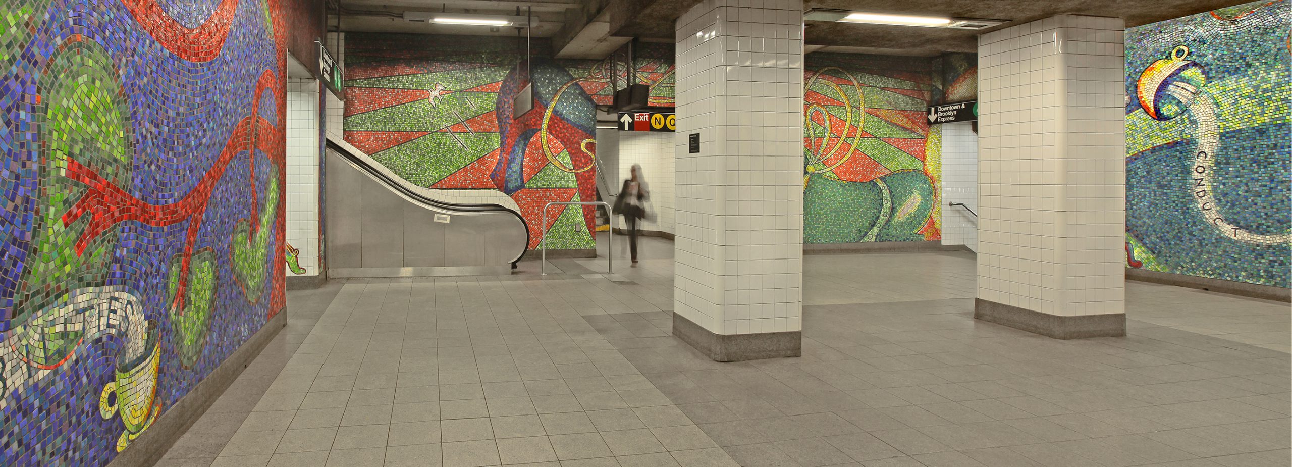 Glass Mosaic Mural by Elizabeth Murray at 59th St Subway Station. Title: "Blooming" 1996